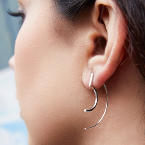 Modern Curved Gold Drop Earring