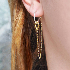 Gold Chain Huggie Hoop Earrings - Otis Jaxon Silver Jewellery