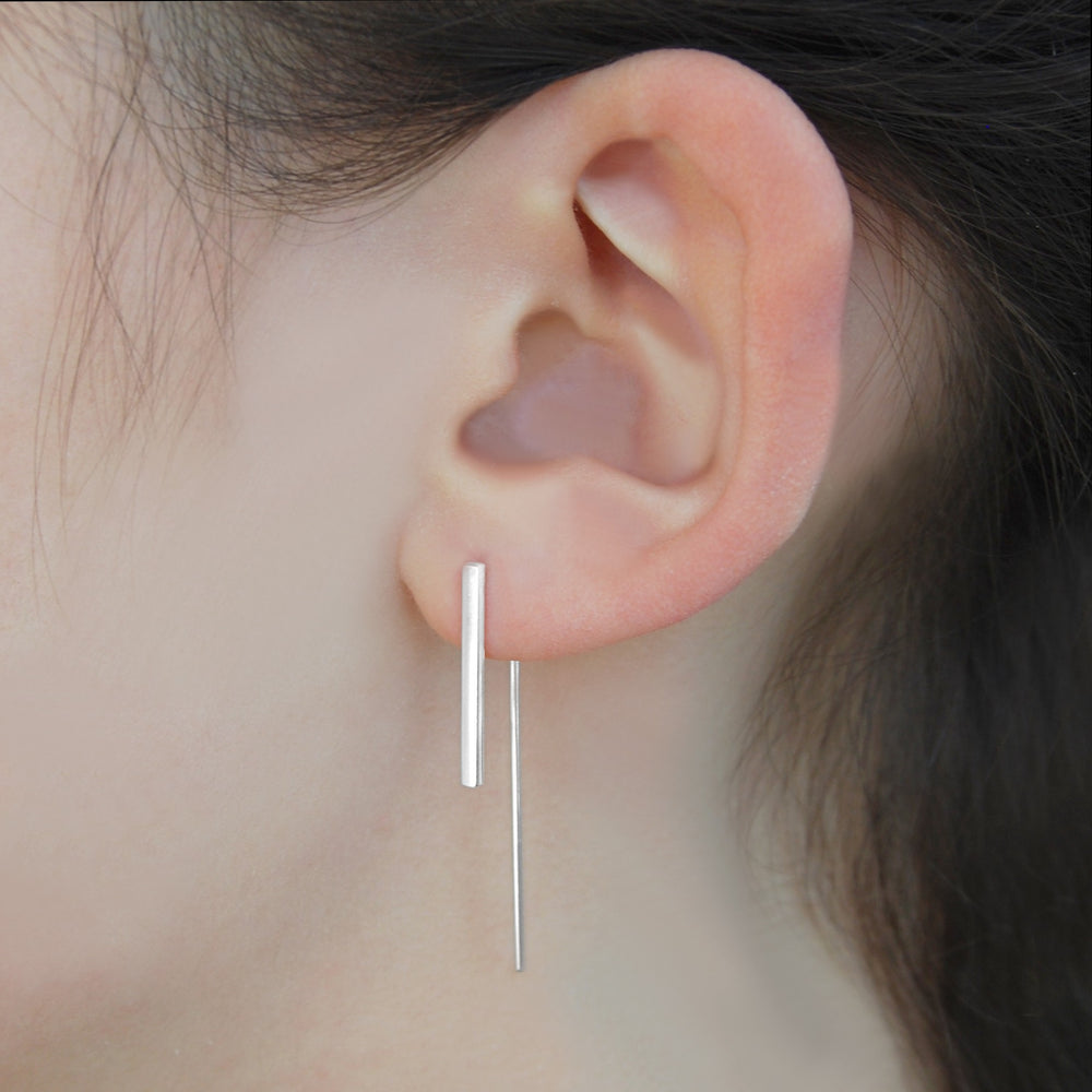Silver Bar Geometric Drop Earrings - Otis Jaxon Silver Jewellery