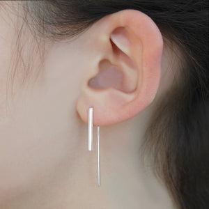 Silver Bar Geometric Drop Earrings - Otis Jaxon Silver Jewellery