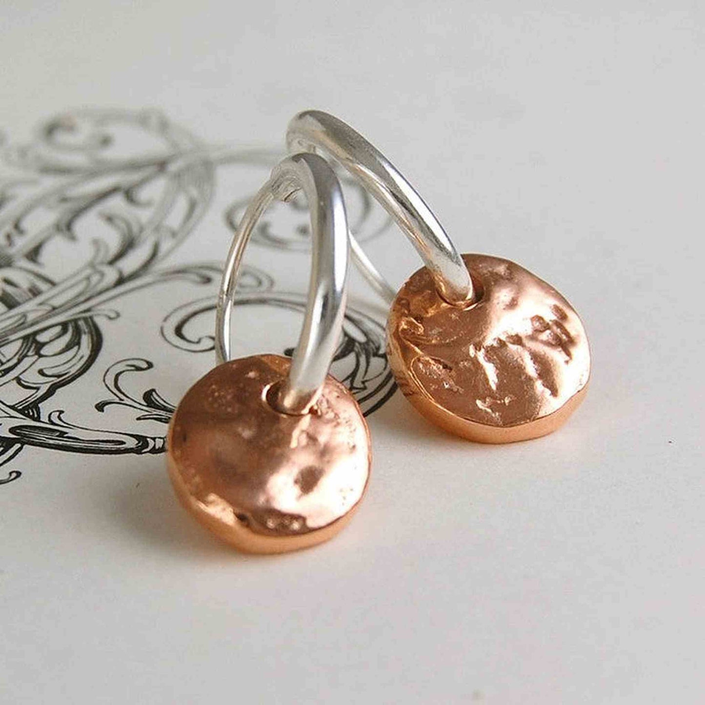 Organic Round Rose Gold Hoop Earrings - Otis Jaxon Silver Jewellery