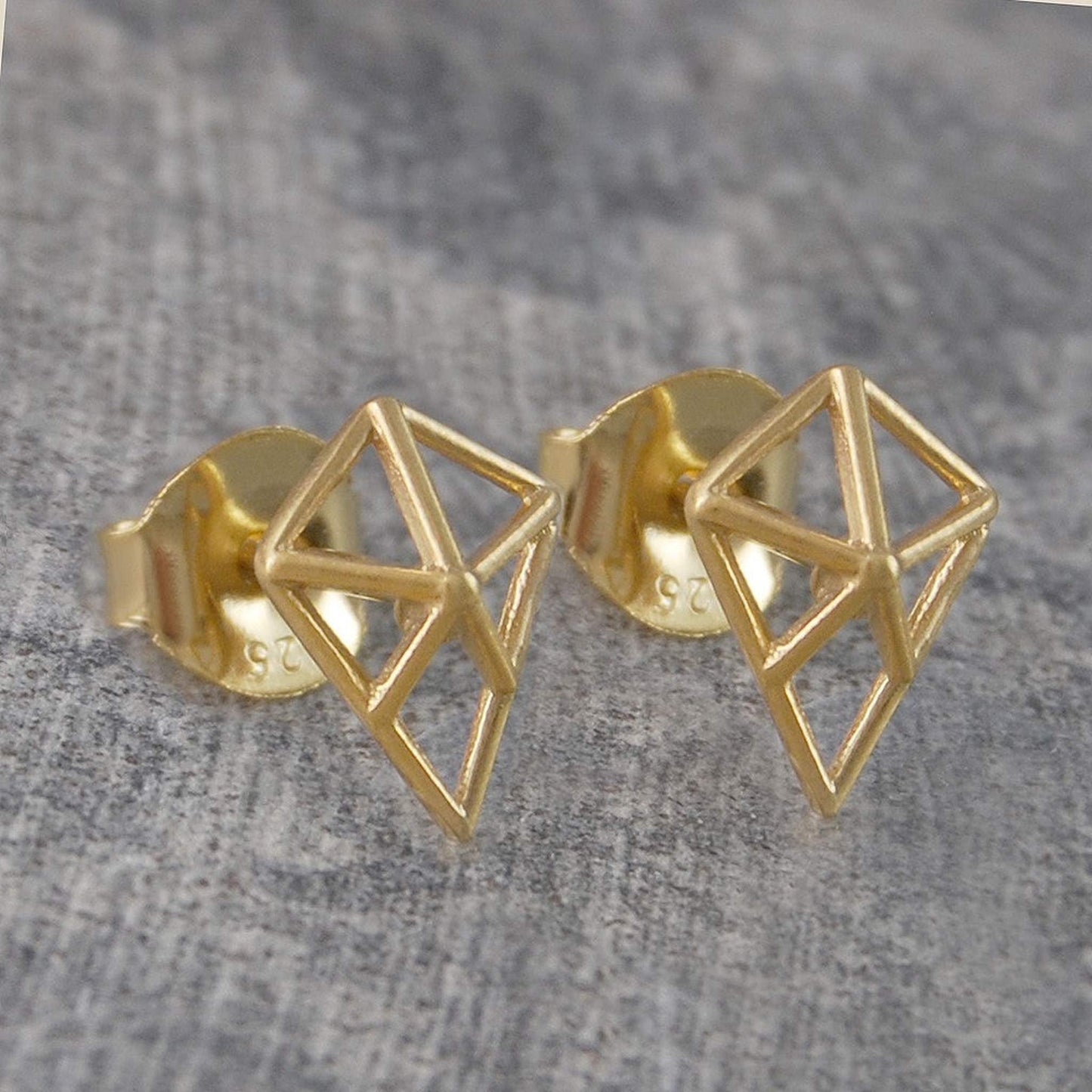 Geometric Diamond Silver Stud Earrings - Otis Jaxon Silver Jewellery