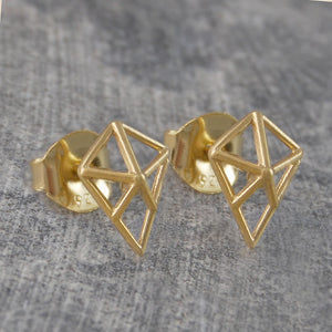 
            
                Load image into Gallery viewer, Geometric Diamond Silver Stud Earrings - Otis Jaxon Silver Jewellery
            
        