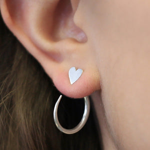 Silver Heart Hoop Ear Jacket - Otis Jaxon Silver Jewellery