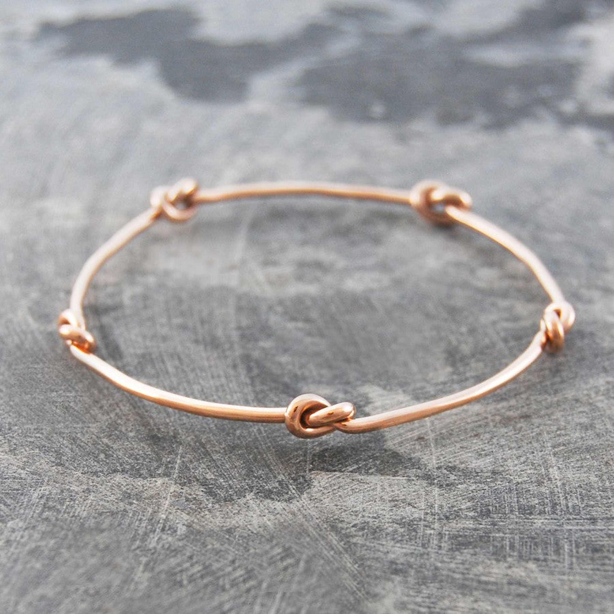 Friendship Knot Rose Gold Plated Silver Stacking Bangle – Otis