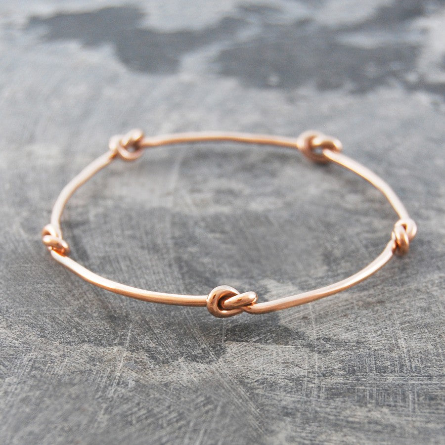 
            
                Load image into Gallery viewer, Nautical Knot Rose Gold Silver Bangle - Otis Jaxon Silver Jewellery
            
        