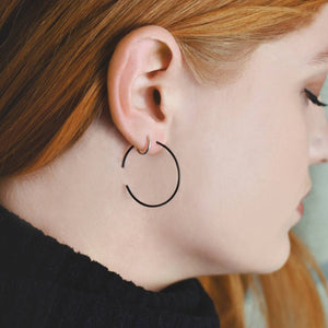 Black Oxidised Minimalist Round Ear Cuff Earrings - Otis Jaxon Silver Jewellery