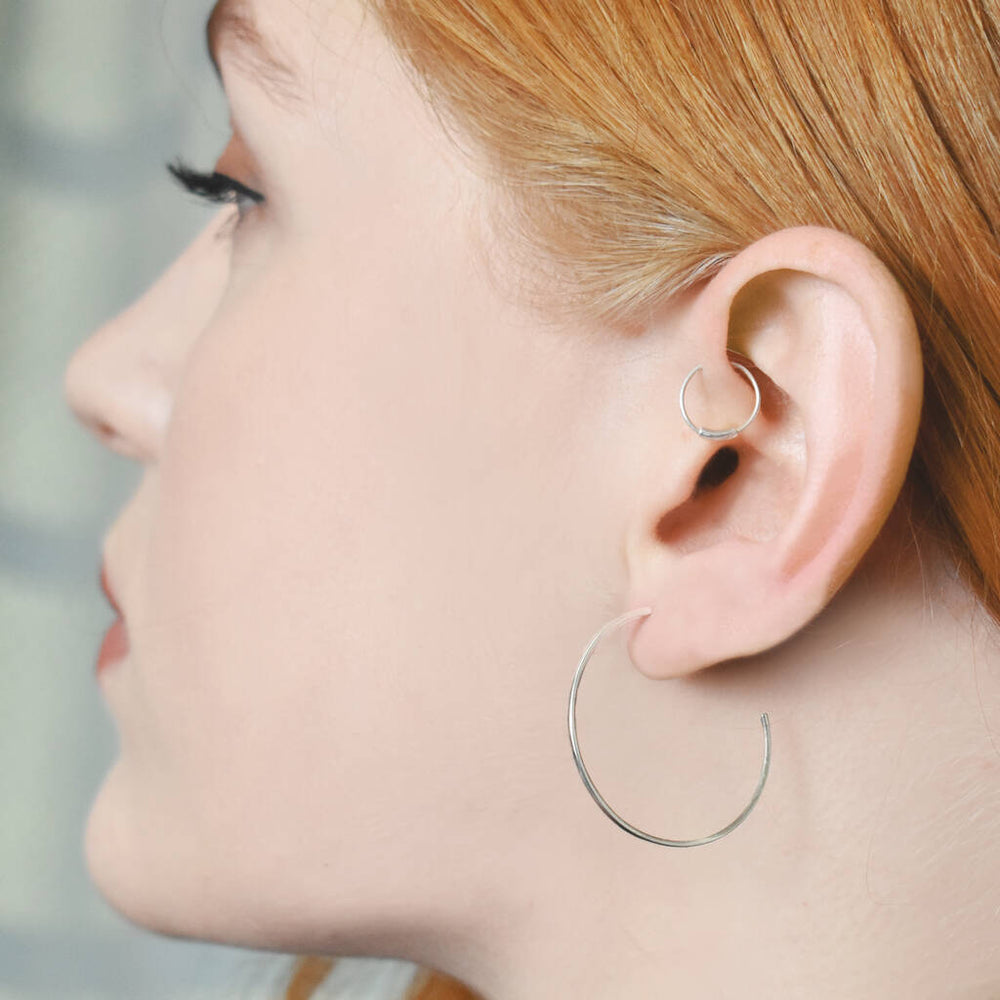 Silver Round Ear Cuff Earrings  - Otis Jaxon Silver Jewellery