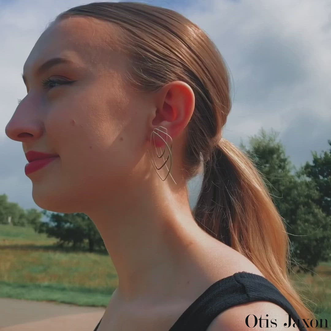 Abstract Silver Multi Hoop Earrings