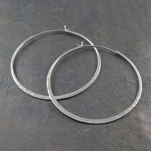Silver Hammered Large Hoop Earrings - Otis Jaxon Silver Jewellery