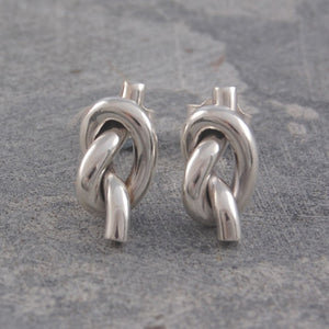 Large Nautical Knot Silver Stud Earrings - Otis Jaxon Silver Jewellery