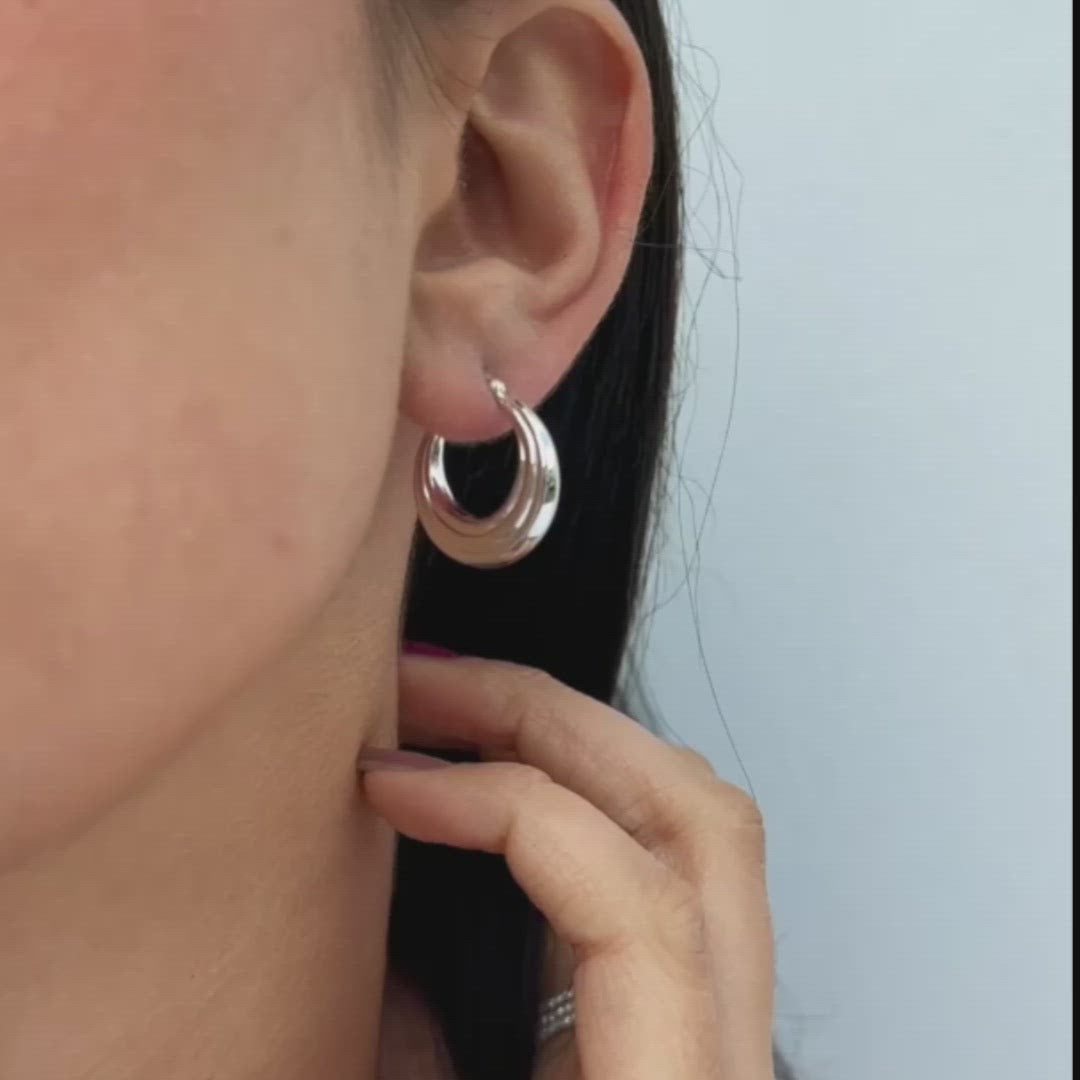 High Polish Ridged Hoop Small Sterling Silver Earring