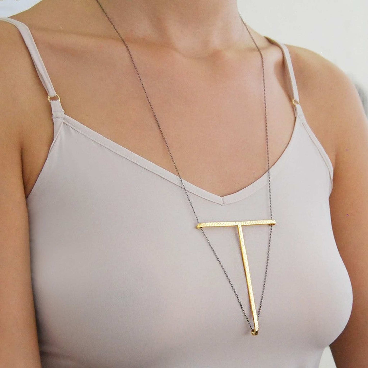 Black and Gold Geometric Necklace - Otis Jaxon Silver Jewellery