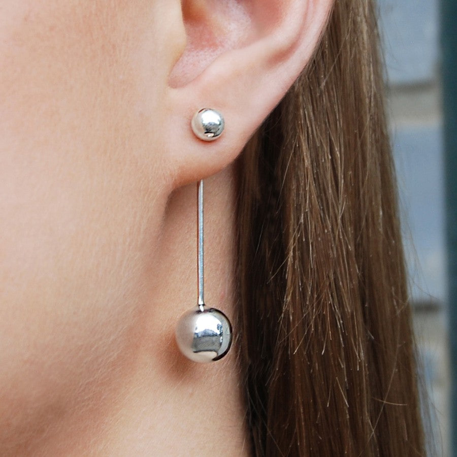 
            
                Load image into Gallery viewer, Silver Ball Ear Jackets - Otis Jaxon Silver Jewellery
            
        