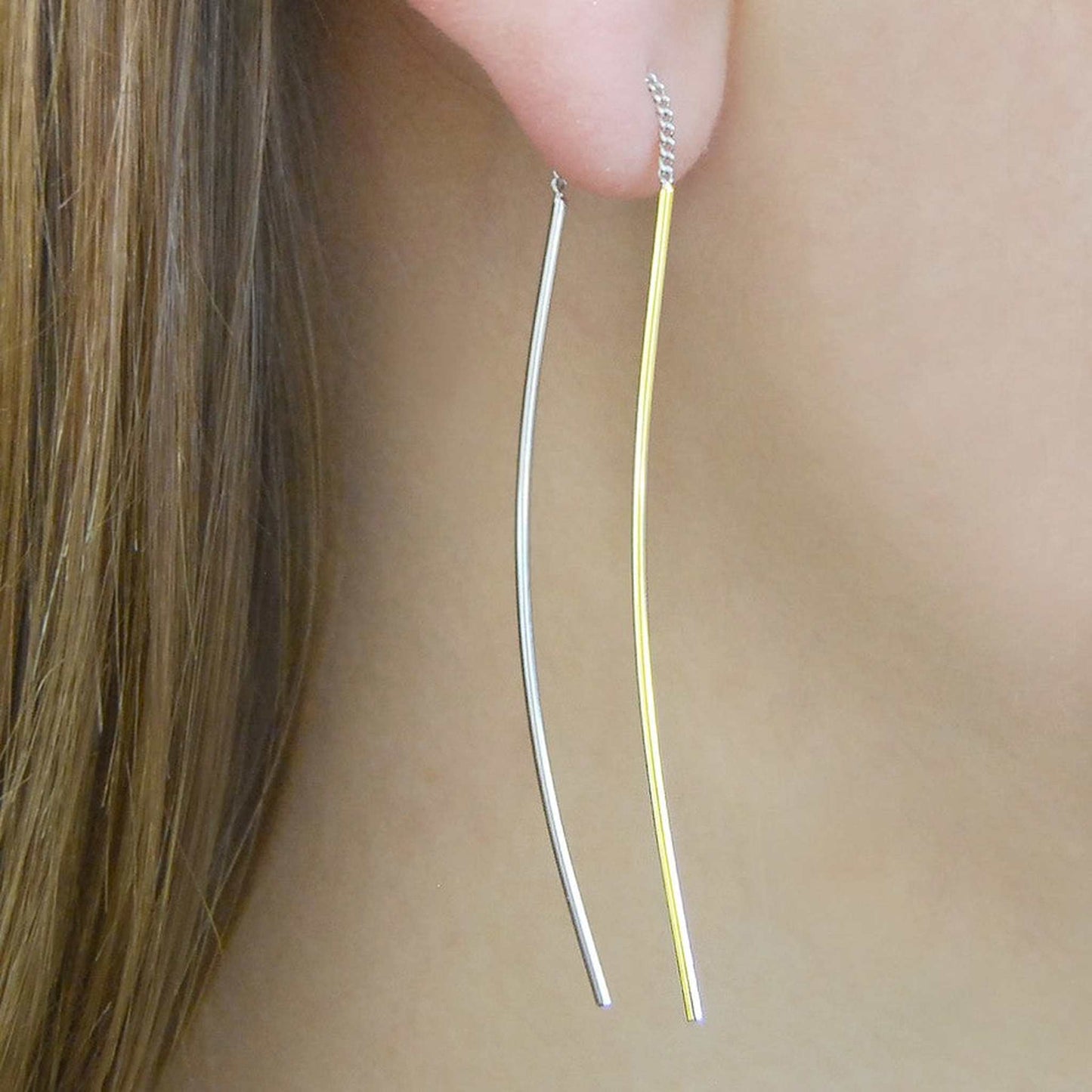 Silver and Gold Drop Earrings - Otis Jaxon Silver Jewellery