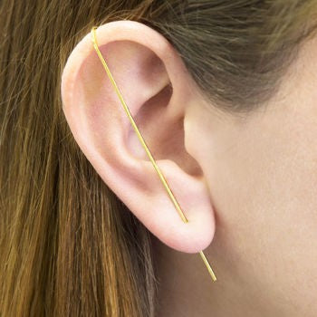 Gold Bar Ear Climbers - Otis Jaxon Silver Jewellery