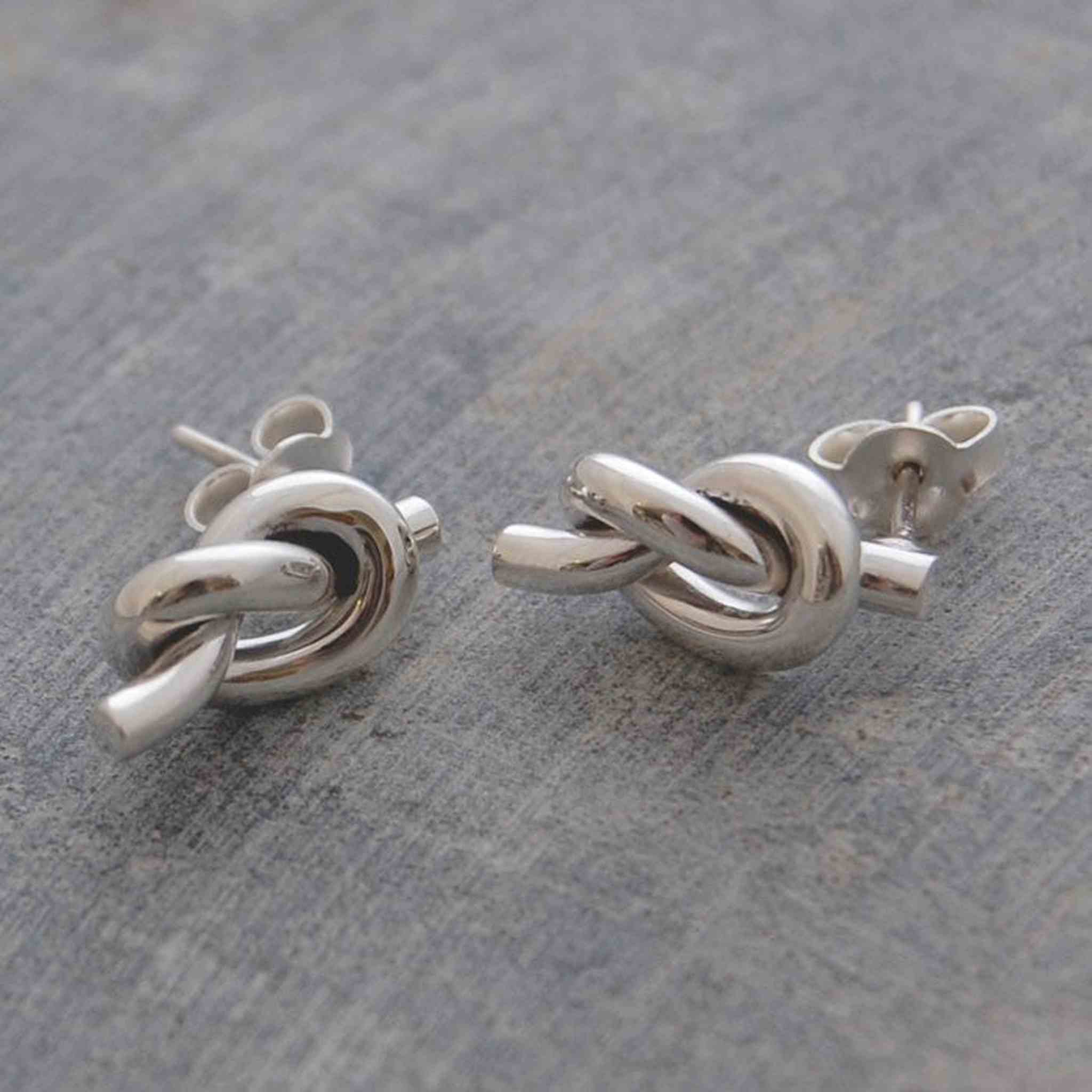 Sterling Silver Love Knot Stud Earrings – Otis Jaxon Silver Jewellery