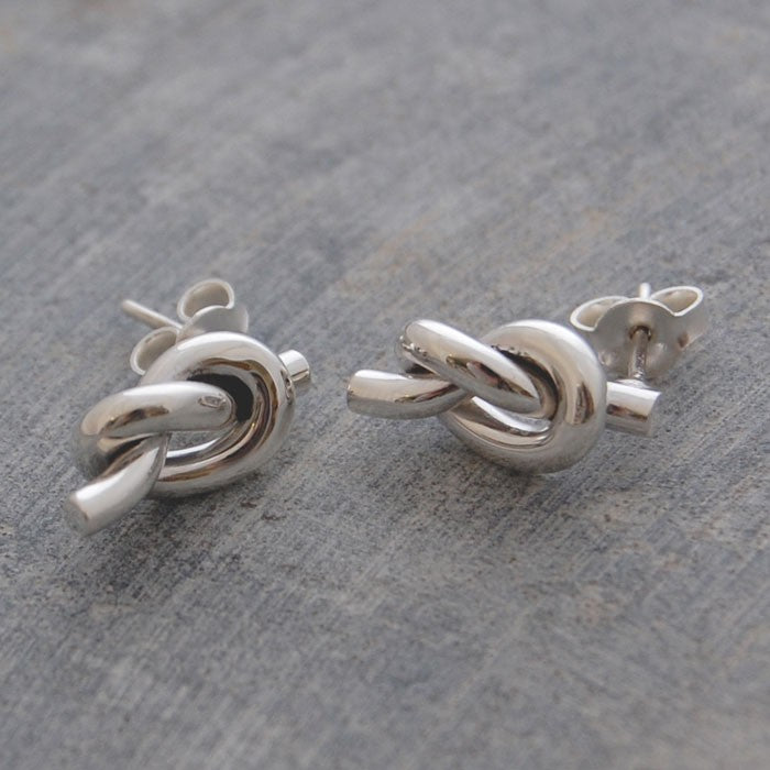 Large Nautical Knot Silver Stud Earrings - Otis Jaxon Silver Jewellery