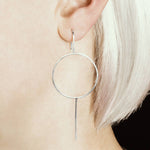 Sterling Silver Circle Long Drop Earrings - Otis Jaxon Silver Jewellery