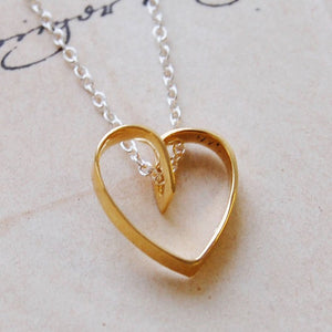 Lace Gold Heart Pendant Necklace - Otis Jaxon Silver Jewellery