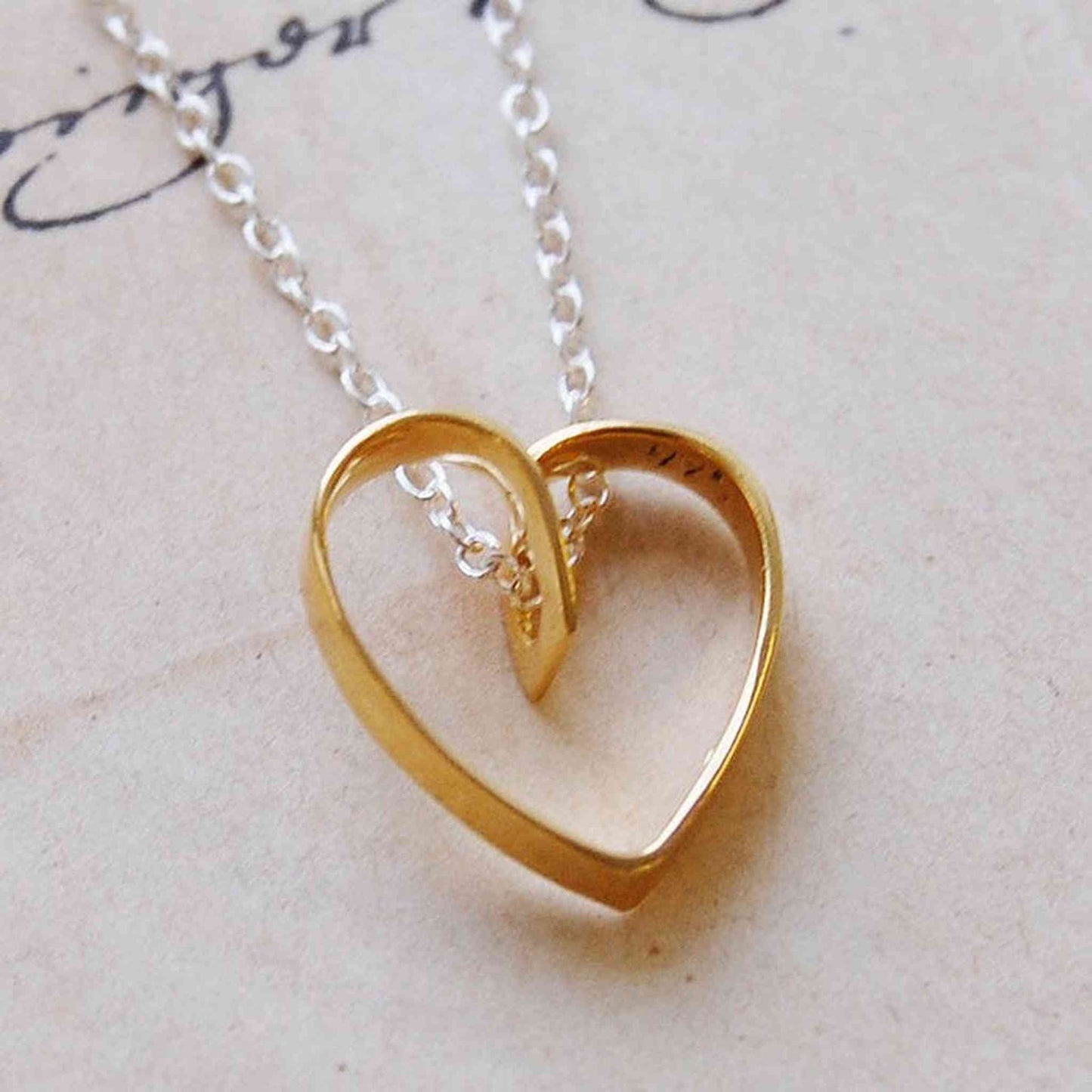 Lace Gold Heart Pendant Necklace - Otis Jaxon Silver Jewellery