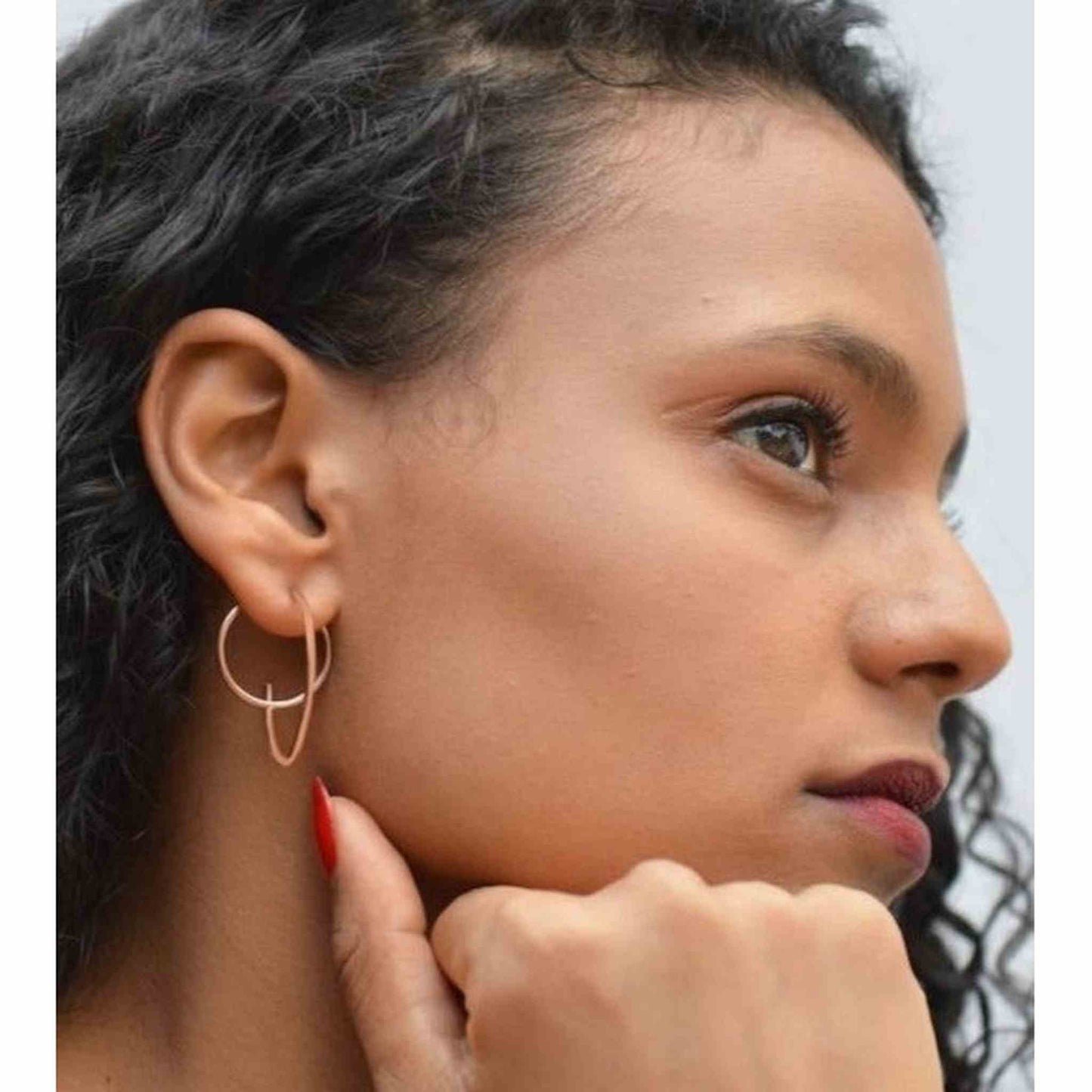 Rose Gold Double Hoop Galaxy Earrings - Otis Jaxon Silver Jewellery