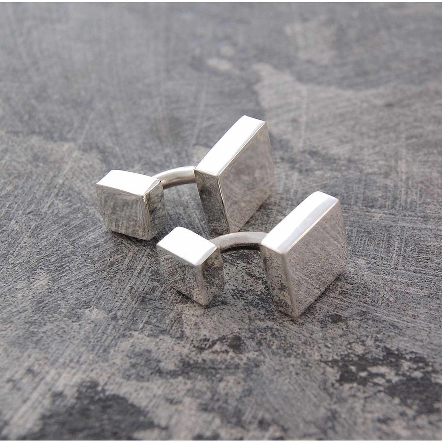 Square Geometric Silver Cufflinks - Otis Jaxon Silver Jewellery