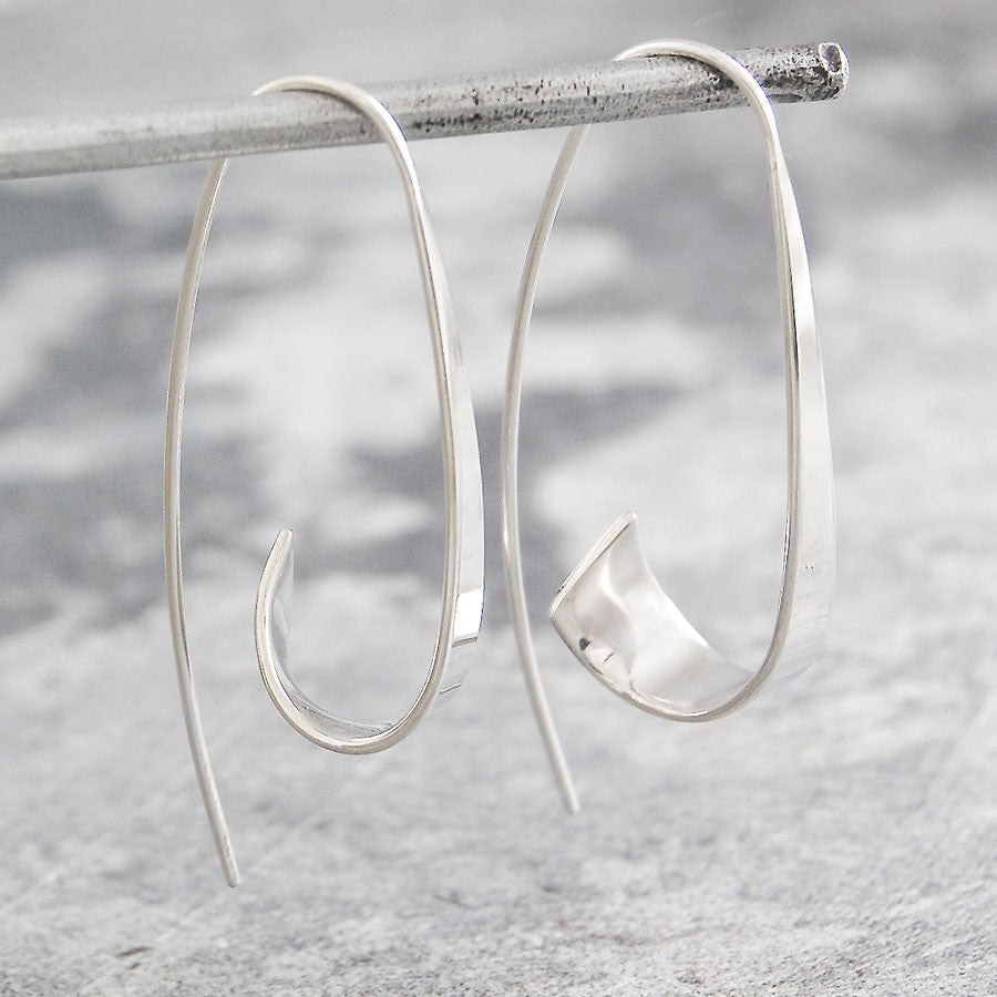Flared Ribbon Silver Hoop Earrings - Otis Jaxon Silver Jewellery