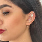 Pearl Ear Climber Cuff Earrings in Gold - Otis Jaxon Silver Jewellery