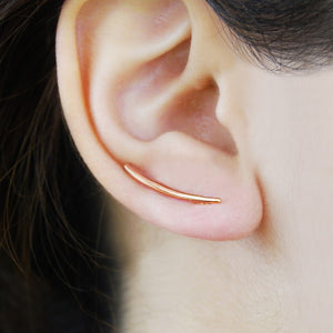 Rose Gold Curved Bar Ear Cuffs - Otis Jaxon Silver Jewellery