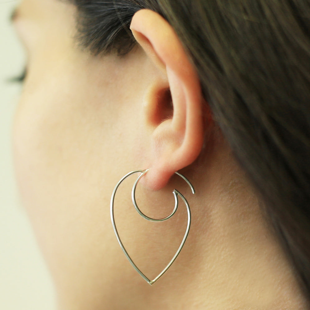 Contemporary Heart Hoop Earrings - Otis Jaxon Silver Jewellery