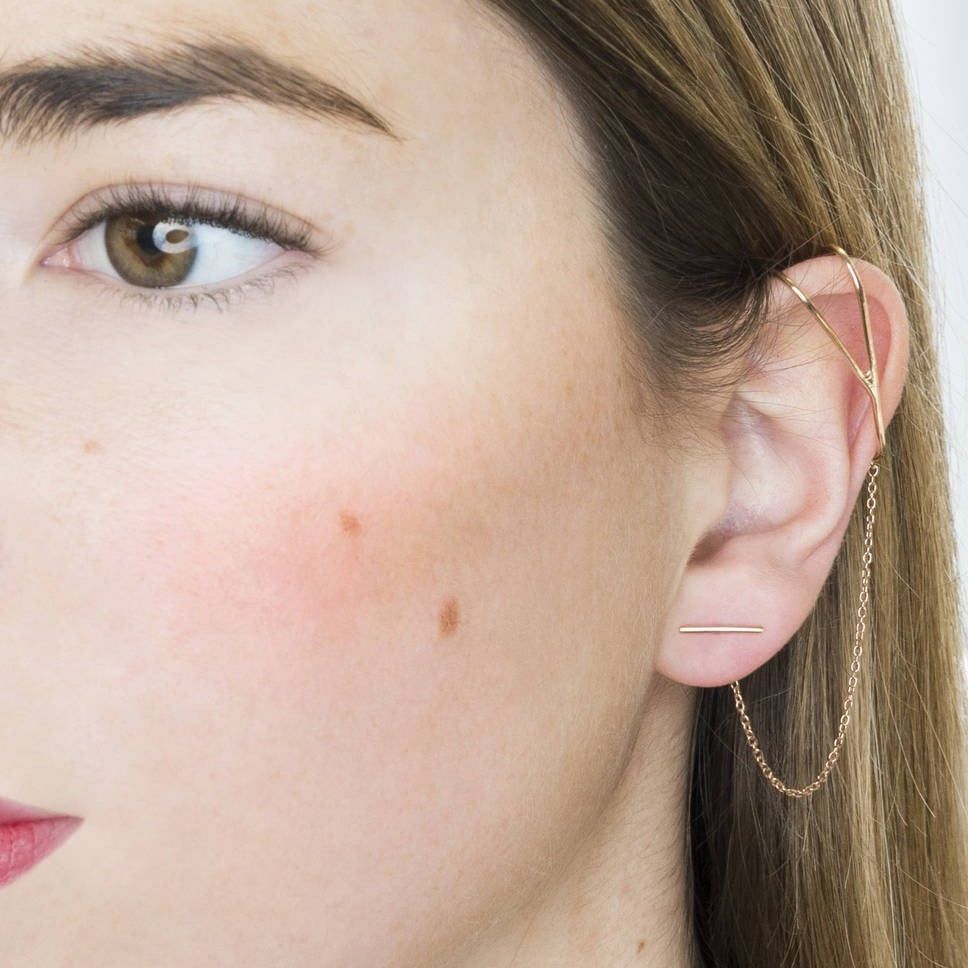 Rose Gold Chain Ear Cuff Earrings - Otis Jaxon Silver Jewellery