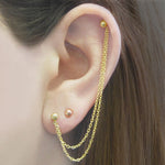 Ball Stud Gold Chain Earrings - Otis Jaxon Silver Jewellery