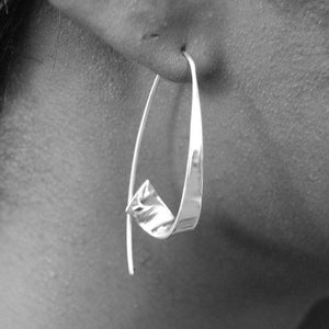 Flared Ribbon Rose Gold Hoop Earrings - Otis Jaxon Silver Jewellery