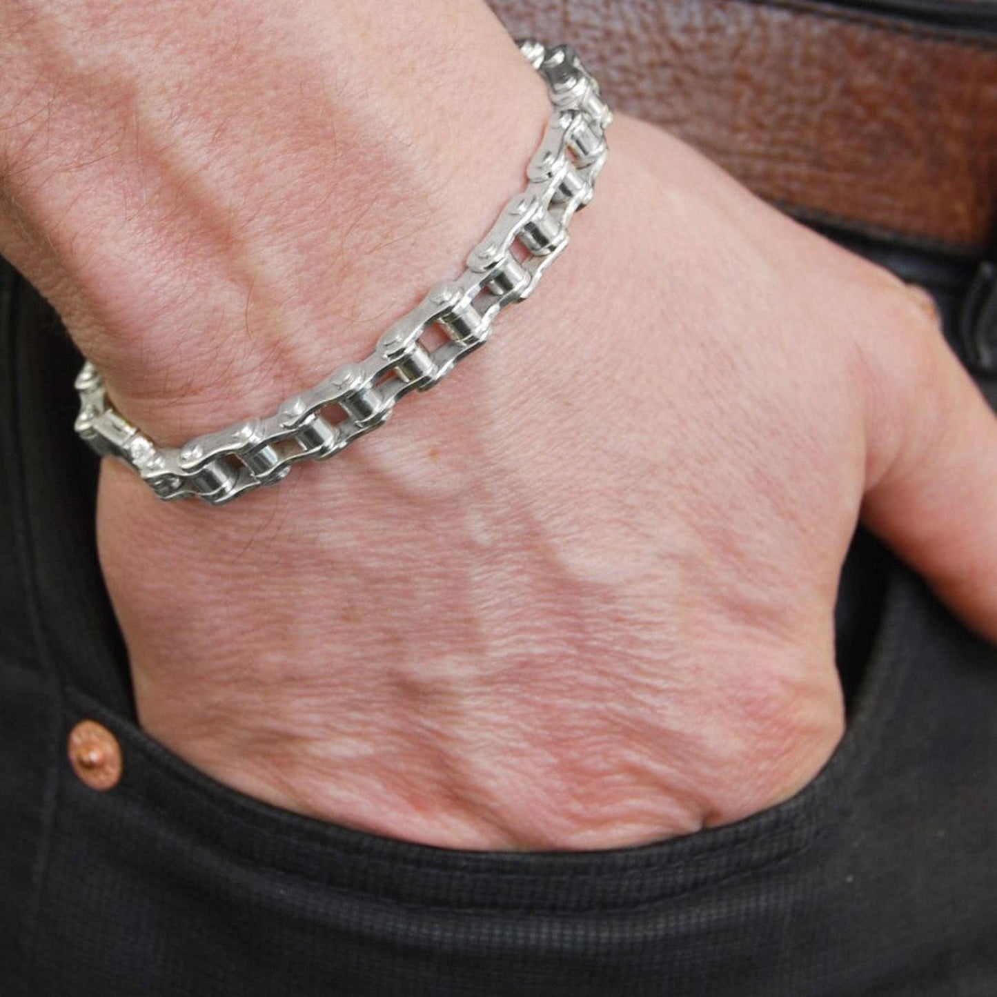 Mens Silver Bike Chain Bracelet - Otis Jaxon Silver Jewellery