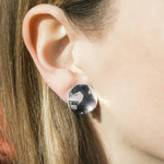 Wavy Disc Silver Clip On Stud Earrings - Otis Jaxon Silver Jewellery