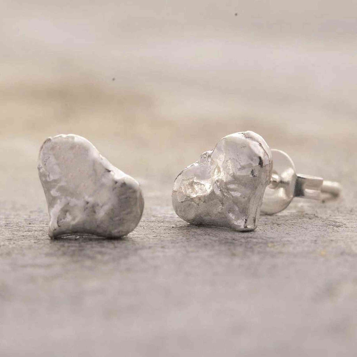 Textured Silver Heart Stud Earrings - Otis Jaxon Silver Jewellery