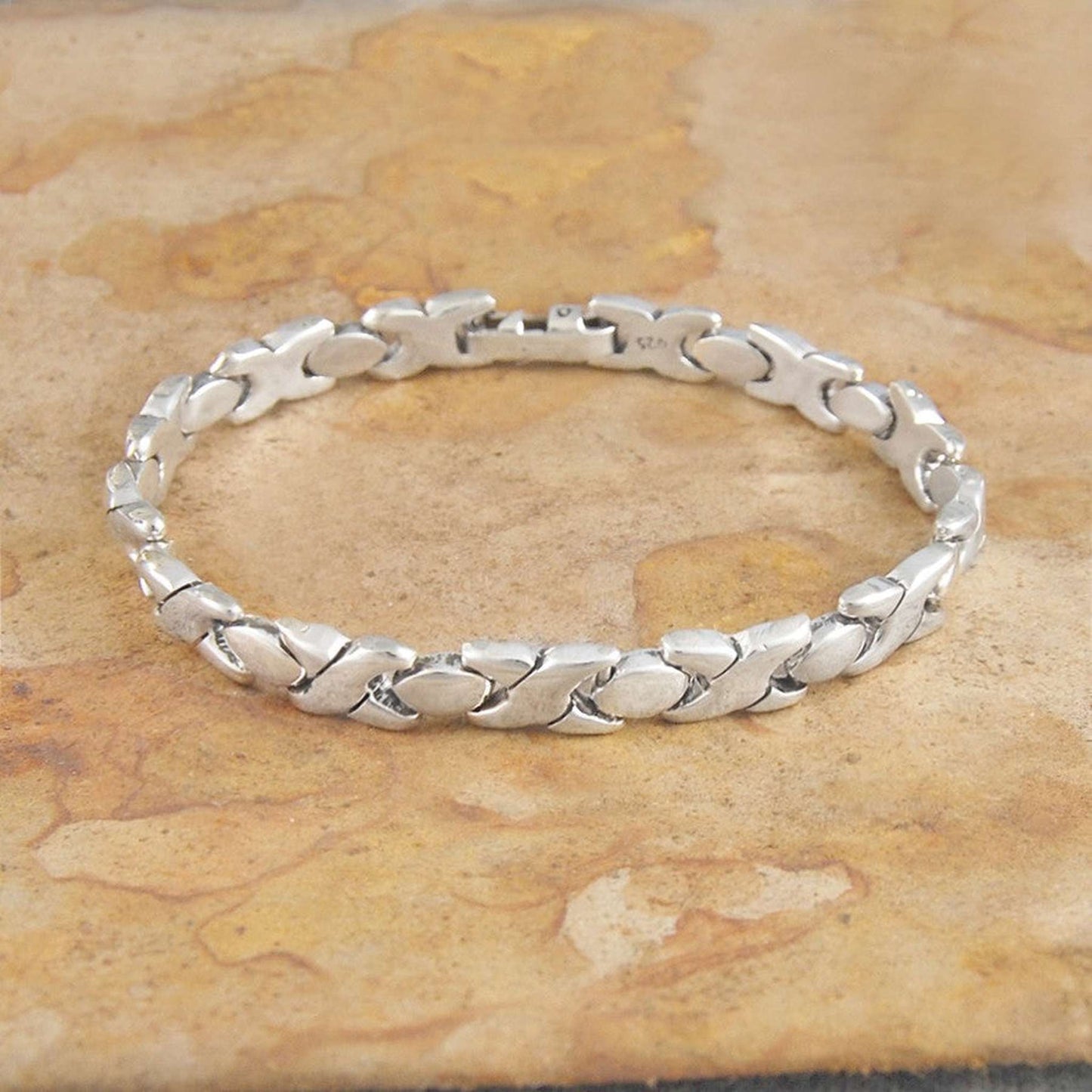 Hugs and Kisses Chunky Silver Bracelet - Otis Jaxon Silver Jewellery