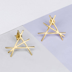 
            
                Load image into Gallery viewer, Abstract Yellow Gold Stud Earrings - Otis Jaxon Silver Jewellery
            
        