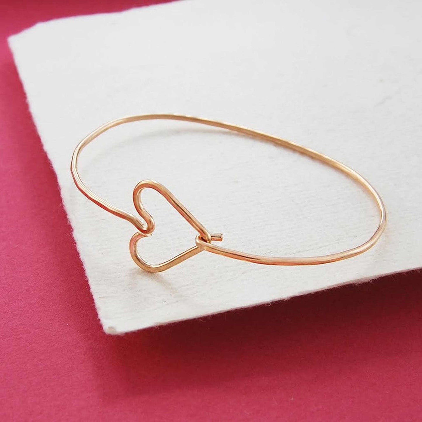 Rose Gold Heart Silver Bangle - Otis Jaxon Silver Jewellery