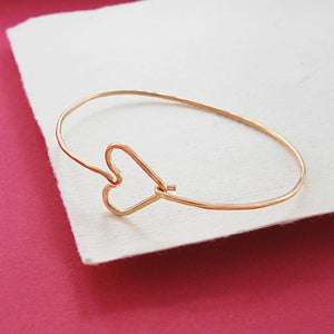 
            
                Load image into Gallery viewer, Rose Gold Heart Silver Bangle - Otis Jaxon Silver Jewellery
            
        
