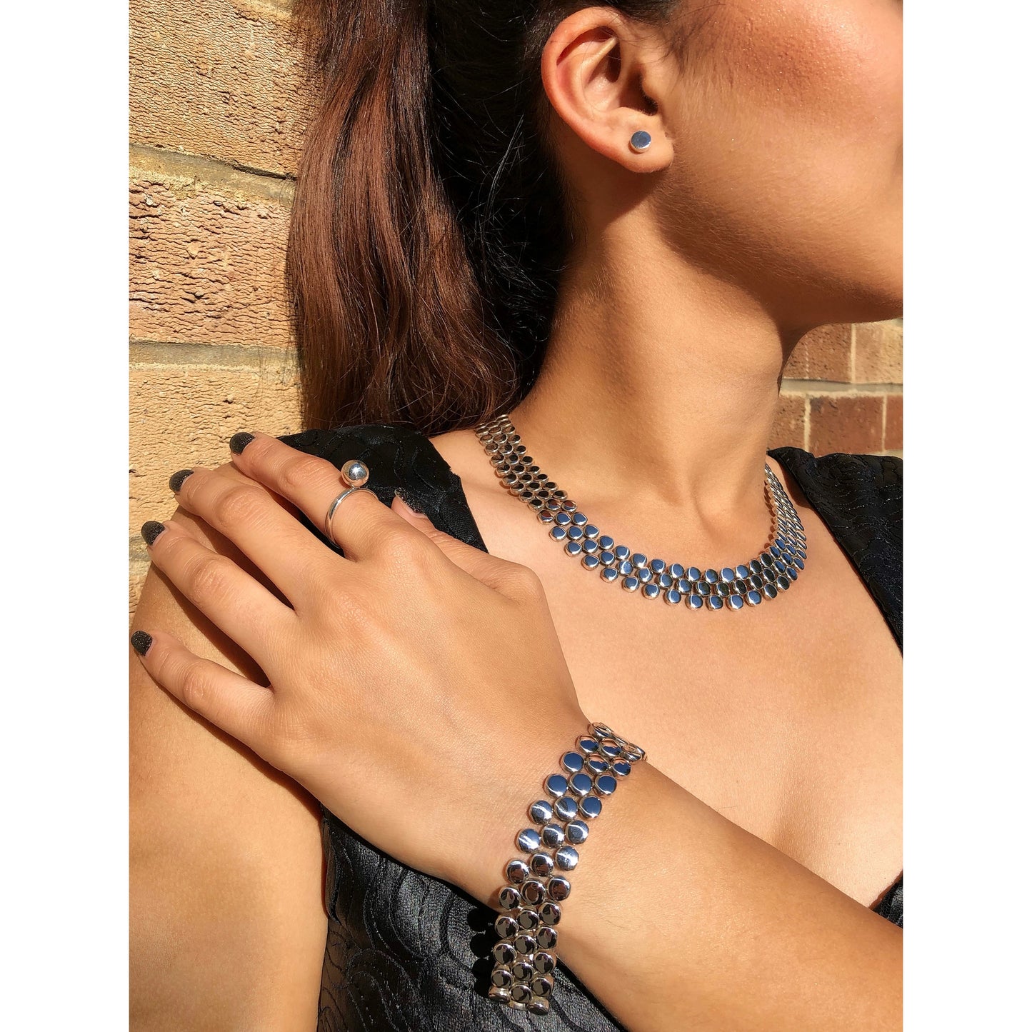 Scales Chunky Silver Necklace and Bracelet Set- Otis Jaxon Silver Jewellery