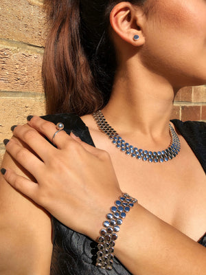 
            
                Load image into Gallery viewer, Scales Chunky Silver Necklace and Bracelet Set- Otis Jaxon Silver Jewellery
            
        