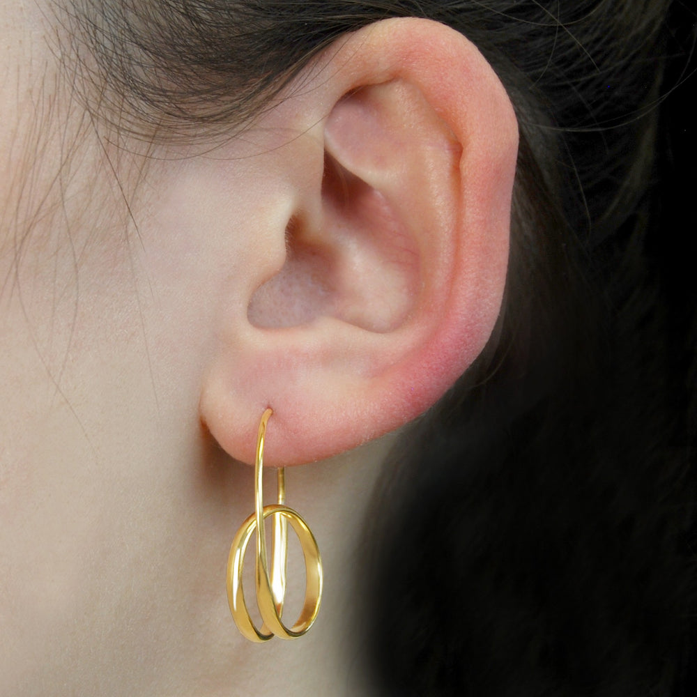 Double Loop Silver Hoop Earrings - Otis Jaxon Silver Jewellery