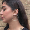 Large minimalist silver hoop earrings