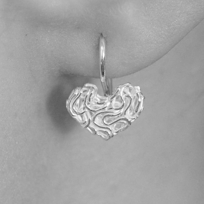 Mesh Silver Heart Drop Earrings - Otis Jaxon Silver Jewellery