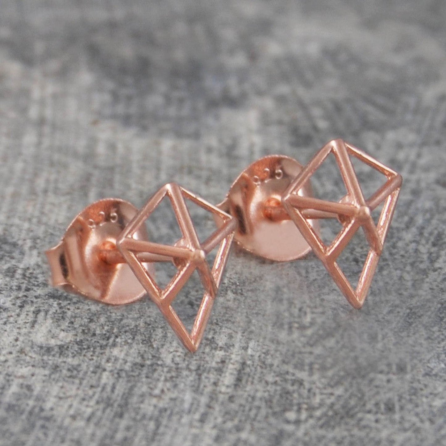 Geometric Diamond Gold Stud Earrings - Otis Jaxon Silver Jewellery