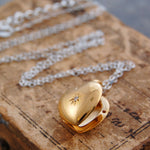 White Topaz and Gold Heart Locket - Otis Jaxon Silver Jewellery