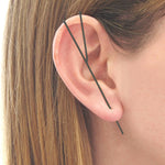 Black Oxidised Silver Bar Ear Cuff Earrings - Otis Jaxon Silver Jewellery