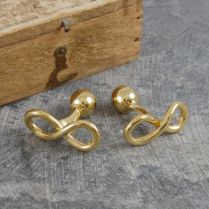 
            
                Load image into Gallery viewer, 18 kt gold Infinity Silver Knot Cufflinks - Otis Jaxon Silver Jewellery
            
        